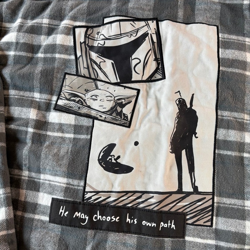 Star Wars Concept Series Jacket Men XXL Gray Plaid Flannel Mandalorian Shacket - Picture 12 of 12